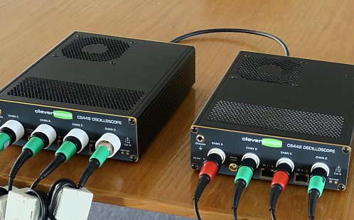 Connect up and use two CS448's as an 8 channel oscilloscope